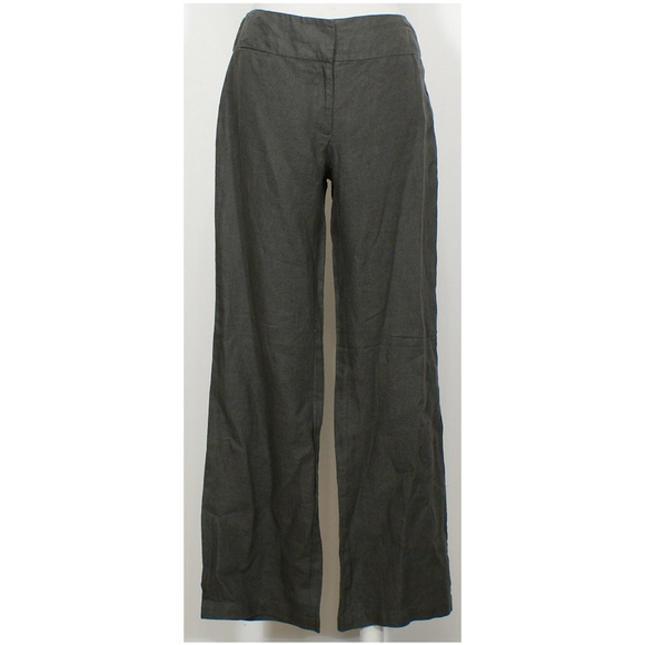 EILEEN FISHER Cinder Gray Heavy Linen Wide Trouser Pants 2